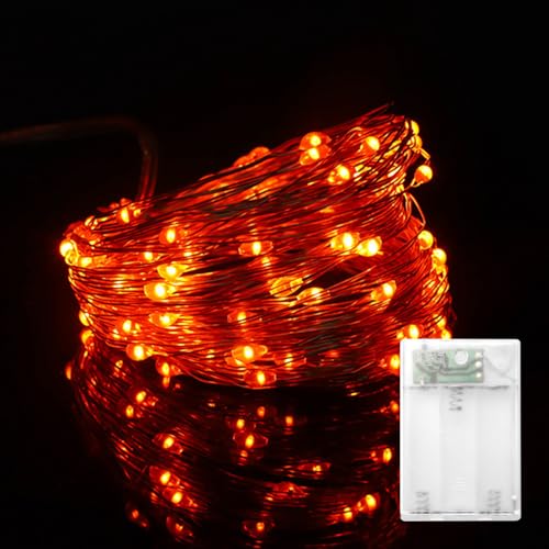 Kaleora Lichterkette Orange, 5 Meter 50 LEDs Micro Halloween Kupferdraht Lichterkette Batteriebetrieben, 2 Modi Orange Innen Lichterketten für Halloween, Weihnachten, Herbst, Erntedankfest, Party Deko Kaleora Lichterkette Orange, 5 Meter 50 LEDs Micro Halloween Kupferdraht Lichterkette Batteriebetrieben, 2 Modi Orange Innen Lichterketten für Halloween, Weihnachten, Herbst, Erntedankfest, Party Deko von Kaleora