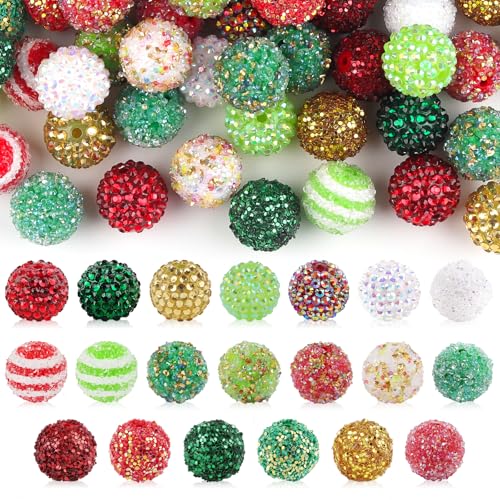 100 Stück Weihnachts Strassperlen, Kalolary 20 Stile Weihnachts-Kaugummiperlen 20 mm lose Abstandsperlen Bunte runde Pavé-Diskokugelperlen für Weihnachtsschmuck Armbänder Halsketten Basteln 100 Stück Weihnachts Strassperlen, Kalolary 20 Stile Weihnachts-Kaugummiperlen 20 mm lose Abstandsperlen Bunte runde Pavé-Diskokugelperlen für Weihnachtsschmuck Armbänder Halsketten Basteln von Kalolary