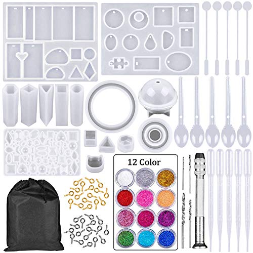 Kalolary 94 Stücke Schmuckset aus Kunstharz, Harz Sets für Anfänger Silikongussformen und Werkzeugset für DIY Schmuckherstellung aus Kunstharz von Kalolary