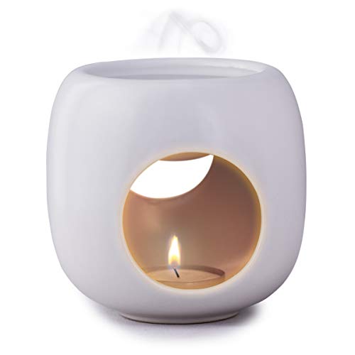 Kaloogo Sabai Scent Pure Duftlampe Keramik für ätherische Öle – minimalistisches Duftlicht – perfekte Wärmeabgabe – hochwertige Duftlampe Teelicht – für Duftwachs und Duftöl – Aromalampe (weiß matt) von Kaloogo