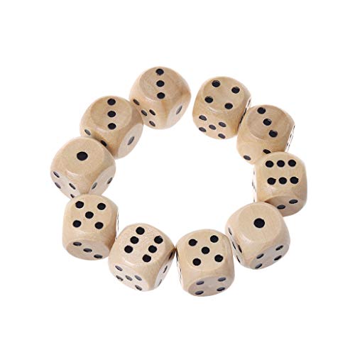 10 x Holzwürfel mit abgerundeten Ecken, 14 mm, quadratisch, 6-seitig, 1,4 cm von Kalttoy