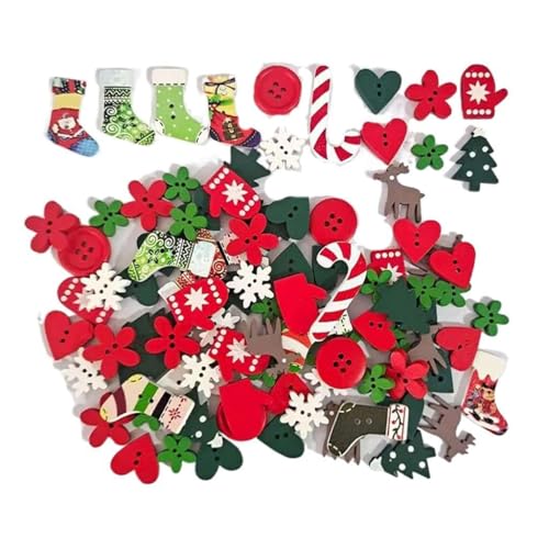 100 Stück sortierte Weihnachts-Holzknöpfe, Baum, Schneeflocke, Handschuh, Rentier, 2 Löcher, Nähknöpfe für Bastelarbeiten, Scrapbooking, Dekoration 100 Stück sortierte Weihnachts-Holzknöpfe, Baum, Schneeflocke, Handschuh, Rentier, 2 Löcher, Nähknöpfe für Bastelarbeiten, Scrapbooking, Dekoration von Kalttoy