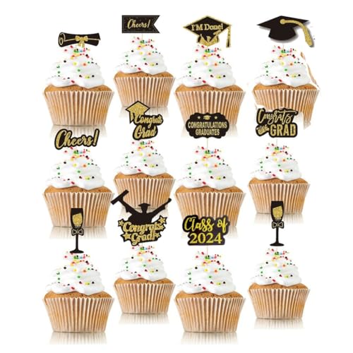 12 x glitzernde Cupcake-Topper, Dekoration, Kuchenflaggen, Stick 2021, Abschlussfeier 12 x glitzernde Cupcake-Topper, Dekoration, Kuchenflaggen, Stick 2021, Abschlussfeier von Kalttoy