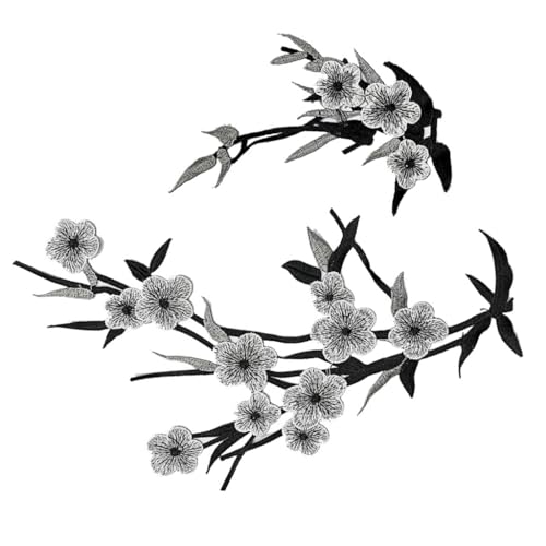2 x bestickte Blumenaufnäher, bestickt, zum Aufnähen von Kalttoy