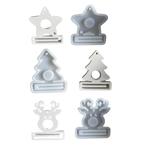 3 x Weihnachts-Silikonformen für Geldhalter, Weihnachtsmotiv-Anhängerformen mit Loch für Epoxidharz von Kalttoy