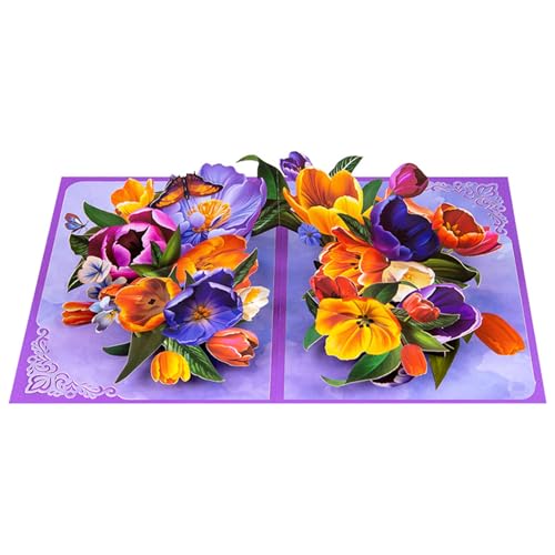Charm-Popup-Tulpen-Karten für Geburtstage, handgefertigte Blumengrüße mit platzsparenden Designs für persönliche Nachrichten von Kalttoy