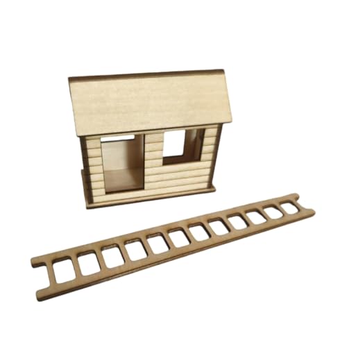 Einzigartige Mini-Baumhaus-Holzfigur für Zimmer, ästhetisch und Blumentopf-Display von Kalttoy