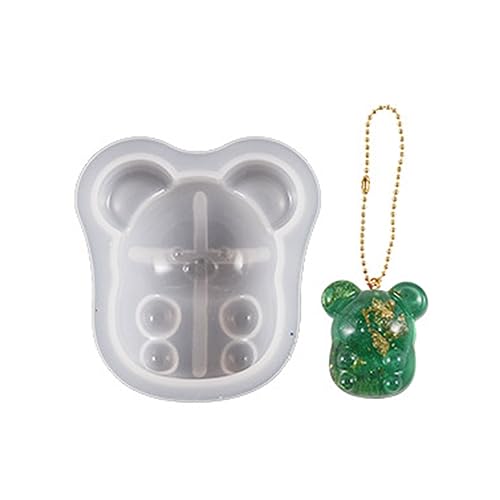 Halbdimensionale Bär-Silikonform, Kristallharz, Epoxidharz, Schmuck, Anhänger, Dekoration, Schlüsselanhänger, Anhänger von Kalttoy