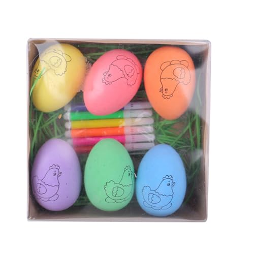 Kalttoy 6 Stück unlackierte Schaumstoff-Eier, inklusive 6 farbigen Aquarellstiften, Malerei, Kunst-Bastelset für Festival-Dekoration Kalttoy 6 Stück unlackierte Schaumstoff-Eier, inklusive 6 farbigen Aquarellstiften, Malerei, Kunst-Bastelset für Festival-Dekoration von Kalttoy