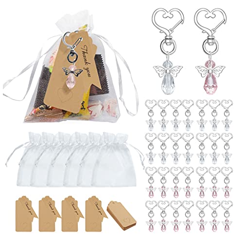 Kalttoy Mini-Engel-Anhänger aus Kunstkristallen für Schlüsselanhänger mit Kordelzug, Organza-Beutel, blanko, 30 Sets von Kalttoy
