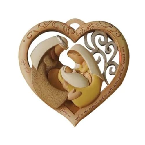 Kalttoy Religiöse Statue der Heiligen Familie, handgefertigt, Holzfigur, Farbwiedergabe von Kalttoy