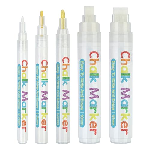 Kalttoy Weiße Kreidemarker, flüssige Kreidetafel-Marker, weiße Kreidemarker, Kreidemarker für Fenster, Glas, 5 Stück von Kalttoy