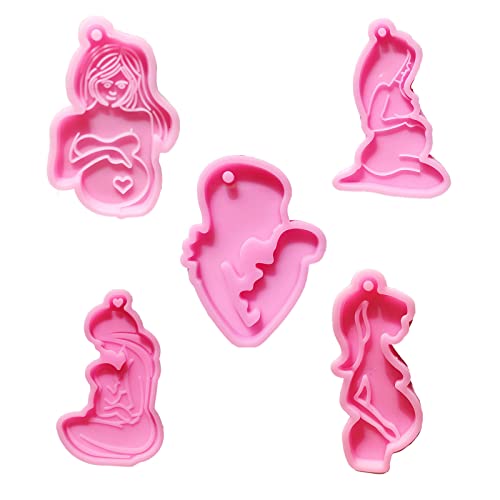 Schlüsselanhänger für schwangere Mutter, Epoxidharz, handgefertigt, für Frauen, Mutter, Anhänger, Silikon-Schmuck, Halskette, 5 Stück Schlüsselanhänger für schwangere Mutter, Epoxidharz, handgefertigt, für Frauen, Mutter, Anhänger, Silikon-Schmuck, Halskette, 5 Stück von Kalttoy
