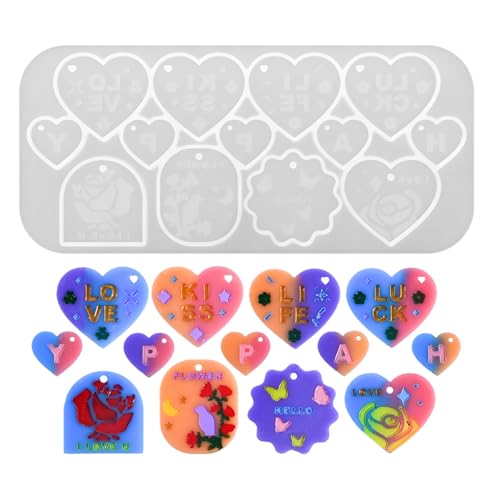 Valentinstags-Herz-Anhänger, Harz, stabiles Silikon, leicht zu lösen, tragbar, für Schmuck, Bastelbedarf, romantische Geschenke Valentinstags-Herz-Anhänger, Harz, stabiles Silikon, leicht zu lösen, tragbar, für Schmuck, Bastelbedarf, romantische Geschenke von Kalttoy