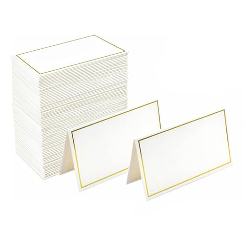 Vielseitige und weiße Karton-Platzkarten, Namenskarten mit goldfarbenem Rand, unabhängig, 50 Stück Vielseitige und weiße Karton-Platzkarten, Namenskarten mit goldfarbenem Rand, unabhängig, 50 Stück von Kalttoy
