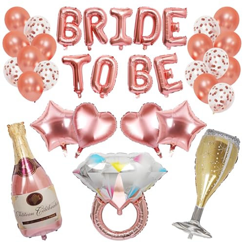 Rose Gold Bride To Be Deko,33Stk Bride To Be Luftballons,Bride Ballon, Bridal Giveaway Party Supplies,Bride To Be Bachelorette Party Geburtstag Hochzeit Deko von Kaluofan