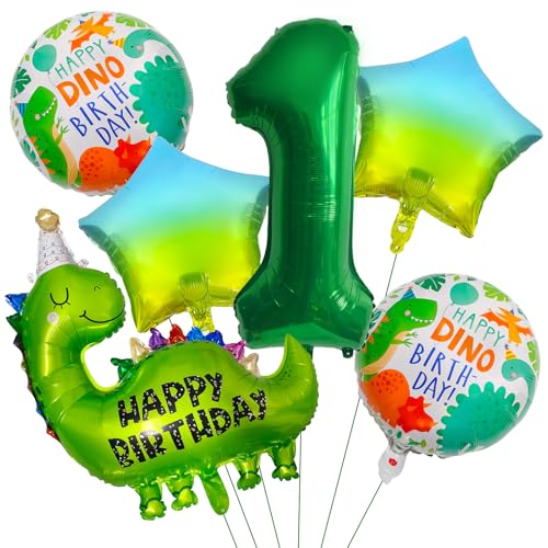 Dino Geburtstag Deko,Kaluofan Dino Luftballon 1 Jahre Jungen,Kindergeburtstag Deko,Dino Deko Folienballon 1 Geburtstagsdeko,Luftballons Grün Dino Geburtstag für Dinosaurier Jurassic Dschungel Party von Kaluofan