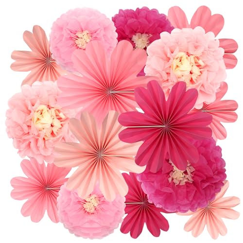 Kakuofan 12er Set Papierblumen Pompons Deko,Papier Blumenfächer Rosa Deko,Papierblumen zum Aufhängen Geburtstagsdeko Rosa,Gartenparty Deko für Geburtstag Party Deko,Hochzeit,Babyparty Tischdeko Kakuofan 12er Set Papierblumen Pompons Deko,Papier Blumenfächer Rosa Deko,Papierblumen zum Aufhängen Geburtstagsdeko Rosa,Gartenparty Deko für Geburtstag Party Deko,Hochzeit,Babyparty Tischdeko von Kaluofan