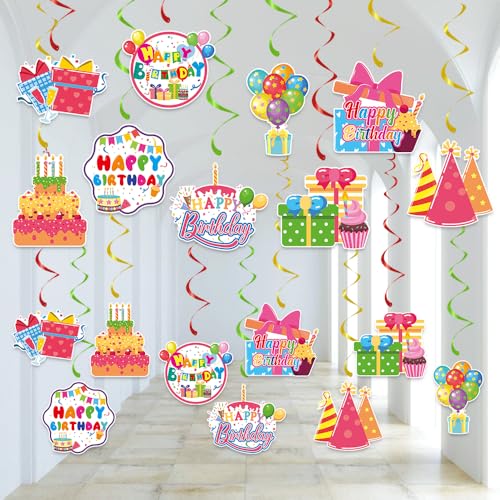 Kaluofan Geburtstagsdekorationen, 36 Stück, "Happy Birthday"-Dekorationen, bunte Cupcake-Ballon-Geschenk-Schilder, Luftschlangen, Partyzubehör, geeignet für Büropartys, Jungen, Mädchen, Kinderpartys Kaluofan Geburtstagsdekorationen, 36 Stück, "Happy Birthday"-Dekorationen, bunte Cupcake-Ballon-Geschenk-Schilder, Luftschlangen, Partyzubehör, geeignet für Büropartys, Jungen, Mädchen, Kinderpartys von Kaluofan