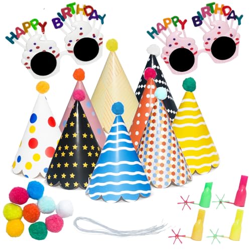 Kaluofan Partyhüte für Kinder, Mini-Partyhüte, Papierkegel, Geburtstagsparty-Hut, Happy Birthday Brille, Pfeifen, Partyhut für Jungen, Mädchen, Kinder, Erwachsene, Teddys Dekoration, 15-teilig Kaluofan Partyhüte für Kinder, Mini-Partyhüte, Papierkegel, Geburtstagsparty-Hut, Happy Birthday Brille, Pfeifen, Partyhut für Jungen, Mädchen, Kinder, Erwachsene, Teddys Dekoration, 15-teilig von Kaluofan