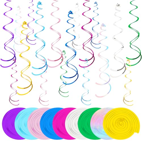 Spiralen Girlanden Hängedekoration,Kaluofan 54 Stk Luftschlangen Deckenhänger,Party Deko Bunt Wirbel Deko,Girlande Hängende Deko für Geburtstage Hochzeiten Party Abschlussfeiern Karneval Deko von Kaluofan