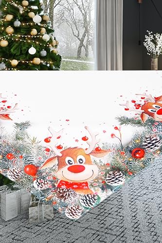 Kamaca Tischdecke Mitteldecke Elch mit roter Nase hochwertiges Druck-Motiv mit lustigen Elchen Eyecatcher in Winter Weihnachten (Tischdecke 85x85 cm) von KAMACA