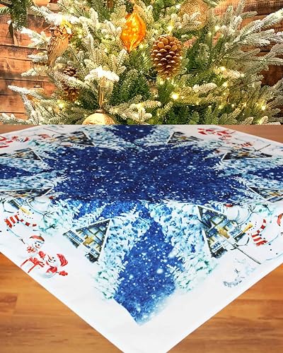 KAMACA Tischdecke Mitteldecke 85x85 cm mit hochwertigem Druck-Motiv Küche Esstisch Eyecatcher Herbst Winter Weihnachten (Winter Fun) von KAMACA
