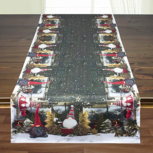 KAMACA Tischläufer 40x140 cm mit hochwertigem Druck-Motiv Küche Esstisch Eyecatcher Herbst Winter Weihnachten (Wichtel) von KAMACA