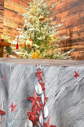 KAMACA Tischdecke RED Stars hochwertiges Druck-Motiv mit weihnachtlichen Motiven mit Lotus Effekt FLECKSCHUTZ EIN Schmuckstück zu Winter Weihnachten (Red Stars 160 rund) von KAMACA