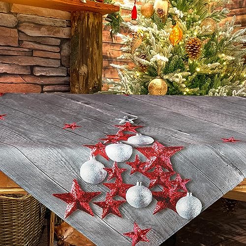 KAMACA Tischdecke Mitteldecke 80x80 cm mit hochwertigem Druck-Motiv mit Lotus Effekt Fleckschutz Küche Esstisch Eyecatcher Herbst Winter Weihnachten (Red Stars) von KAMACA