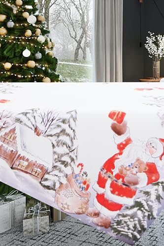 KAMACA Tischdecke Mitteldecke 85x85 cm mit hochwertigem Druck-Motiv Küche Esstisch Eyecatcher Herbst Winter Weihnachten (Weihnachtsmann) von KAMACA