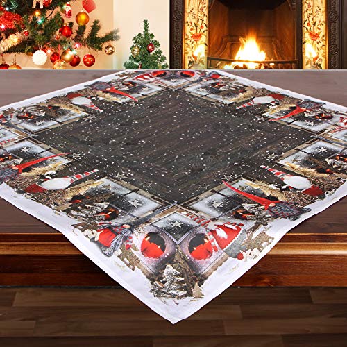 KAMACA Tischdecke Mitteldecke 85x85 cm mit hochwertigem Druck-Motiv Küche Esstisch Eyecatcher Herbst Winter Weihnachten (Wichtel) von KAMACA