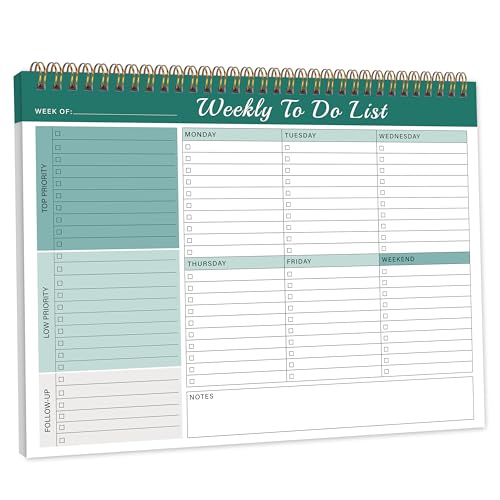Wöchentlicher To-Do-Listen-Notizblock mit Prioritäten, Nachfolgeakter 21,6 x 27,9 cm, 12 Monate, undatierter Wochenplaner, Organizer für Schule, Bürobedarf, Familie Wöchentlicher To-Do-Listen-Notizblock mit Prioritäten, Nachfolgeakter 21,6 x 27,9 cm, 12 Monate, undatierter Wochenplaner, Organizer für Schule, Bürobedarf, Familie von Kamoy