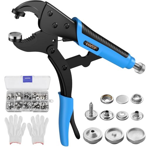 Kamtop Metall-Druckknopf-Set mit Zange, 3 Formen, 30 Sets, Blau, Edelstahl, Metall, Befestigung, Druckknopfzange Kamtop Metall-Druckknopf-Set mit Zange, 3 Formen, 30 Sets, Blau, Edelstahl, Metall, Befestigung, Druckknopfzange von Kamtop