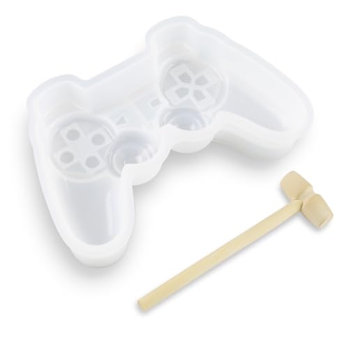 KangBaz 3D Gamepad Kuchenform mit Holzhammer, Silikon Fondant Epoxidharz Game Controller Spielgriff Schokolade Silikonformen DIY Videospielkontroller Seifenform für Süßigkeiten, Kuchendekoration von KangBaz