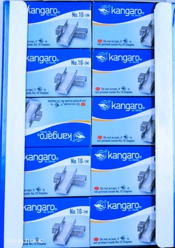 Kangaro Heftstifte, Nr. 10-1 m, 1000 Heftklammern, perfekt für Büro, Zuhause und Schule, 20 Stück, Silber von Kangaro