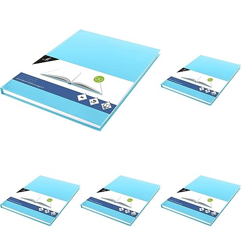 Kangaro KTC Skizzenbuch A4 blanko mit blaues Pastell Hardcover, 80 Blatt 100 gramm weiß Säurefreies Papier, K-5356, Blue (Packung mit 5) von Kangaro