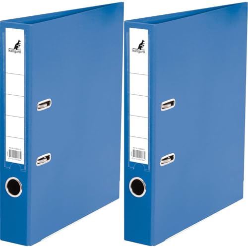 Kangaro PP Kunststoff Ordner 5 cm Rückenbreite DIN A4. Farbe Blau (Ringordner, Aktenordner, Briefordner) (Packung mit 2) von Kangaro
