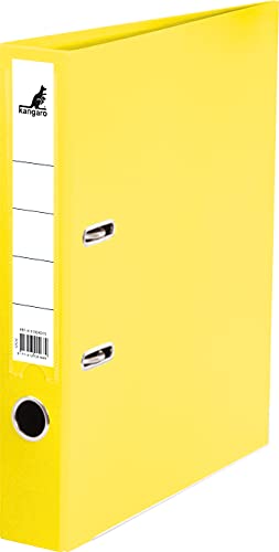 Kangaro PP Kunststoff Ordner 5 cm Rückenbreite DIN A4. Farbe Gelb (Ringordner, Aktenordner, Briefordner) von Kangaro