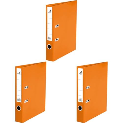 Kangaro PP Kunststoff Ordner 5 cm Rückenbreite DIN A4. Farbe Orange (Ringordner, Aktenordner, Briefordner) (Packung mit 3) von Kangaro