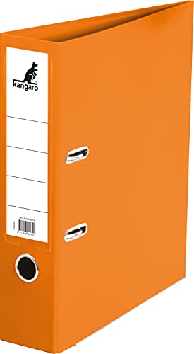 Kangaro PP Kunststoff Ordner 7,5 cm Rückenbreite DIN A4. Farbe Orange (Ringordner, Aktenordner, Briefordner) von Kangaro