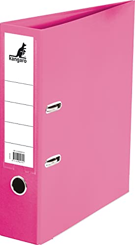 Kangaro PP Kunststoff Ordner 7,5 cm Rückenbreite DIN A4. Farbe Rosa (Ringordner, Aktenordner, Briefordner) von Kangaro