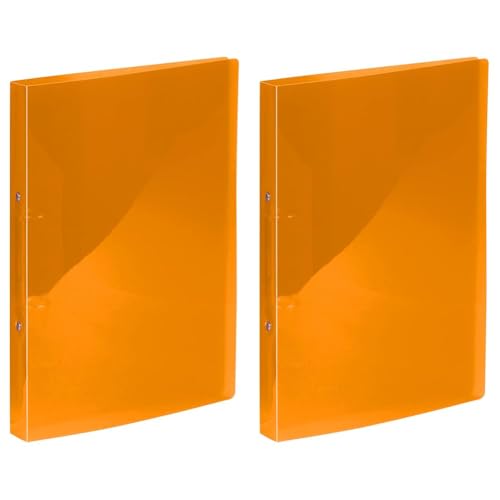 Kangaro Ringbuch Transparant Orange (PP, DIN A4, 2-Ringe 16mm O-Mechanik, Rücken 20mm) (Packung mit 2) von Kangaro