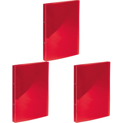 Kangaro Ringbuch Transparant Rot (PP, DIN A4, 2-Ringe 16mm O-Mechanik, Rücken 20mm) (Packung mit 3) von Kangaro