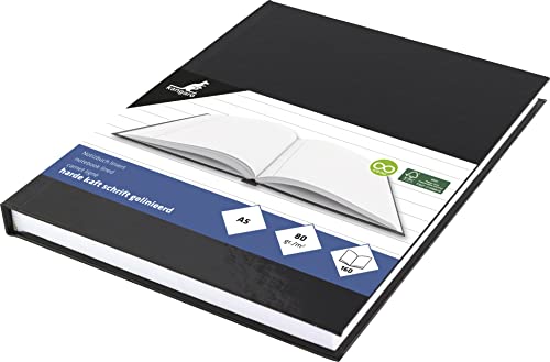 Notizbuch A5 Kangaro hard cover liniert cover schwarz, 80 grams, 80 Seiten liniert mit Seitenlinie K-5519 21.7x15.5x1 von Kangaro