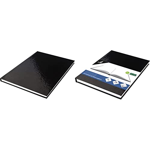 Kangaro Notizbuch A4 liniert hard cover 80 blatt 80g schwarz & Skizzenbuch A5 blanko mit schwarzem Hardcover, 80 Blatt 100g weiß Säurefreies Papier von Kangaro