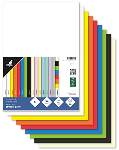 kangaro - Tonpapier Farbenmix DIN A4-160g/m² FSC mix – 50 pack - Briefpapier Bastelpapier DIY, K-0039-415, 29.7x21x1 von Kangaro