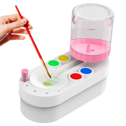Pinselreiniger - Automatischer Pinselreiniger – Bürstenspüler mit Fließendem Wasserkreislauf, Paint Brush Rinser für Acryl, Aquarell & Wasserbasierte Farben, Perfektes Künstlerwerkzeug,Rosa von Kangtaixin