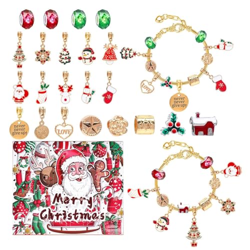 Kanoauo Christmas Countdown Kalender Armbänder | Weihnachts Adventskalender Armband Schmuck Bastelset - Festliche Sammeladventsparty Überraschung für Frauen Erwachsene Kinder Familie Jugendliche von Kanoauo