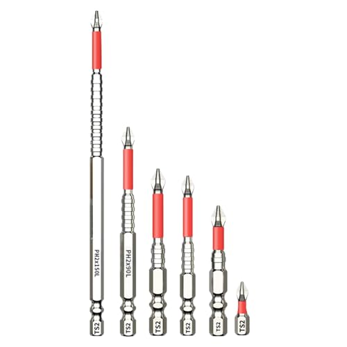 Kanoauo Hochmagnetischer Schraubendreher Bohrersatz - Schraubenzieher Bits 6er Set,Rutschfester Sechskantschaft für Bohrer, Schraubendreher bei Bauarbeiten, Sanitärinstallation, Metallverarbeitung von Kanoauo